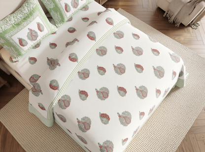 Prabhavati - 350 TC Handblock Pure Cotton Bedsheet Set