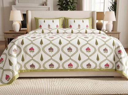 Sanskriti - 350 TC Handblock Pure Cotton Bedsheet Set