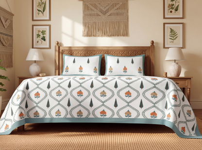 Chitraya - 350 TC Handblock Pure Cotton Bedsheet Set