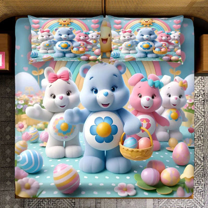 Fairy Tale Flying Doves Collection Double Bedsheet | Digital Print Set – Blue - VIRASAAH